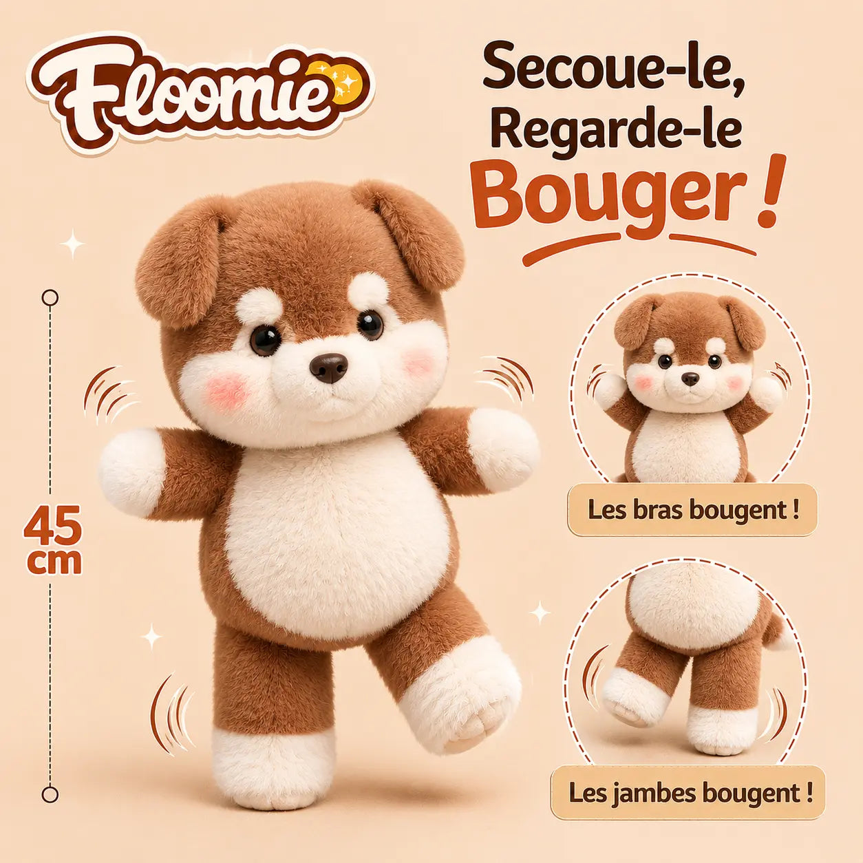 Peluche chien qui court | Floomie® Floomie