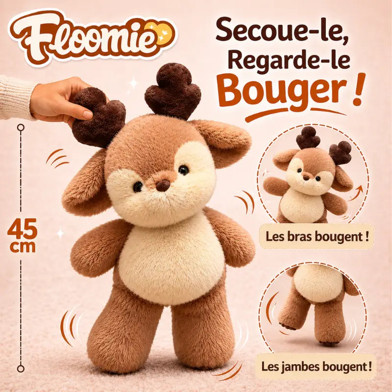 Peluche cerf qui court quand on l'agite | Floomie® Floomie